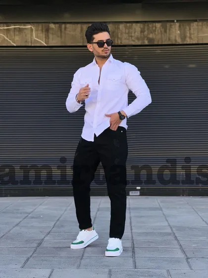 پیراهن کتان آستین بلند