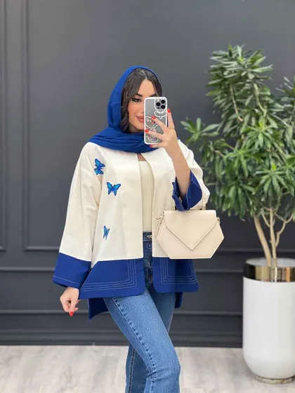 مانتو لینن ترکیبی طرح پروانه