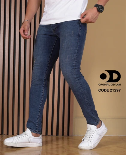 شلوار جین اسلیم فیت مردانه فول کش رنگ خاص