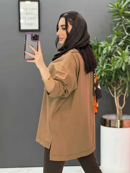 مانتو لینن دو جیب پاکتی