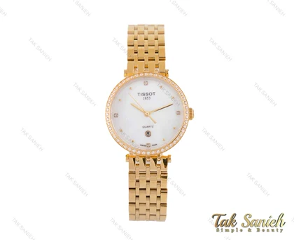 ساعت تیسوت زنانه طلایی نگین‌دار Tissot-3852-L
