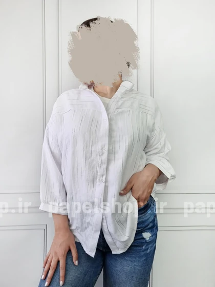شومیز مانتویی راه راه لمه یقه دیپلمات