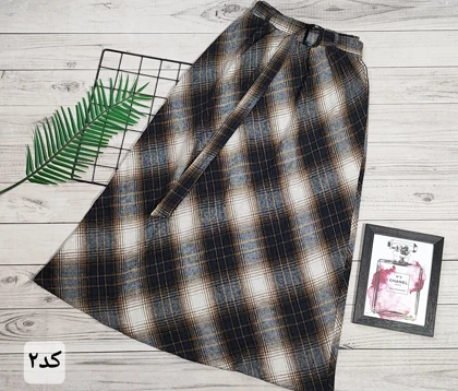 دامن چهارخونه پشمی قد 90 کد 50138