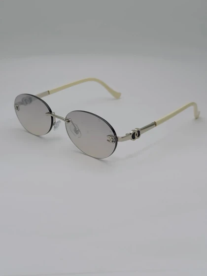 عینک آفتابی زنانه بیضی ترند شنل CAHNELمدلSG-0025-Oval Rimless Glasses پینترسی اقساطی