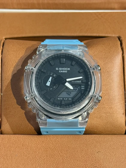 ساعت طرح جی شاک 2100 صفحه شفاف آبی