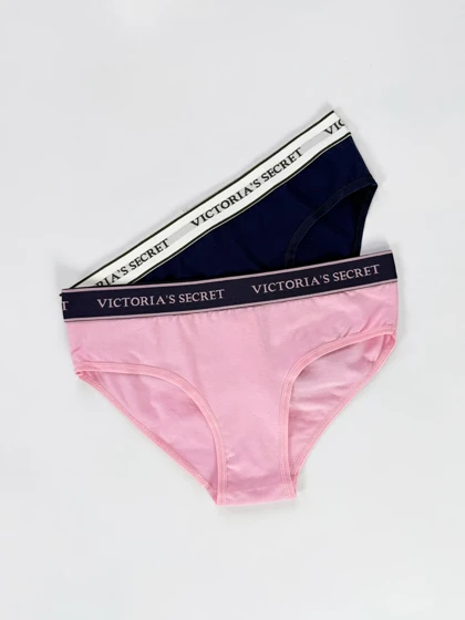 شورت اسلیپ زنانه نخ پنبه کمر کش ساده بسته 2 عددی ویکتوریا سکرت Victoria's Secret