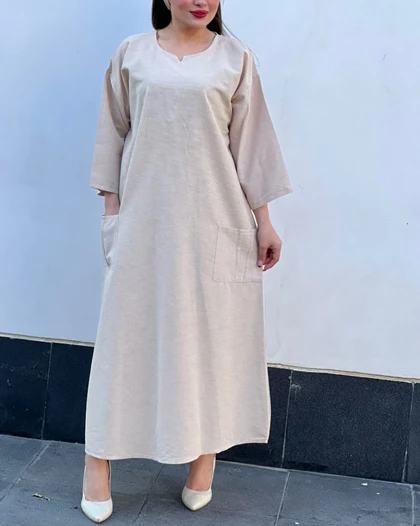 پیراهن لینن خارجی دو جیب 6099