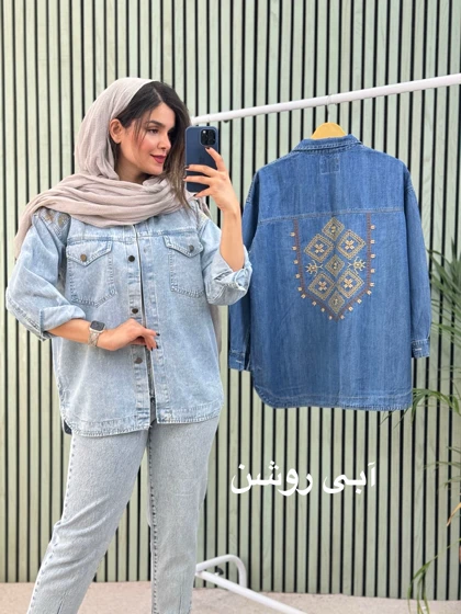 مانتو جین گلدوزی