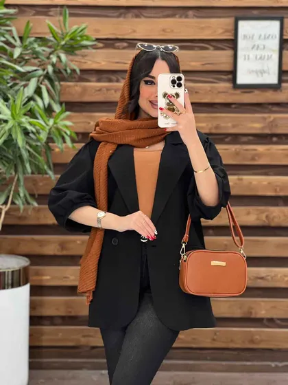 مانتو تک دکمه آسیتن پفی