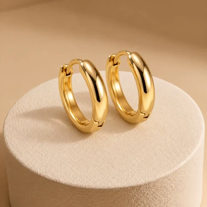 گوشواره حلقه‌ای کلاسیک ژوپینگ طلایی (سایز بزرگ)