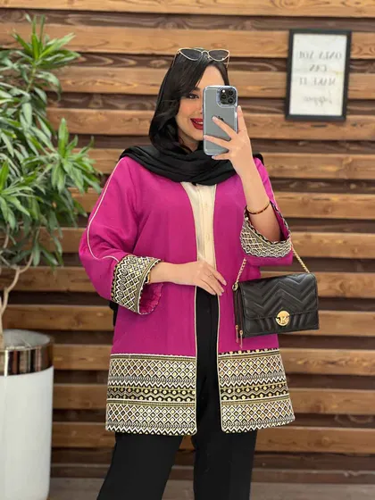 مانتو ژاکارد پولک دوزی