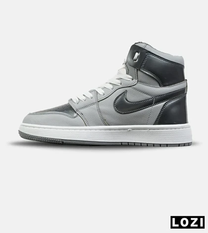 کفش کتانی مردانه و زنانه ساق‌دار طوسی NIKE jordan 1 مدل 8356