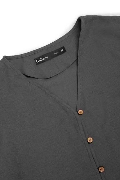 شومیز لینن جلو گره دار - 3174