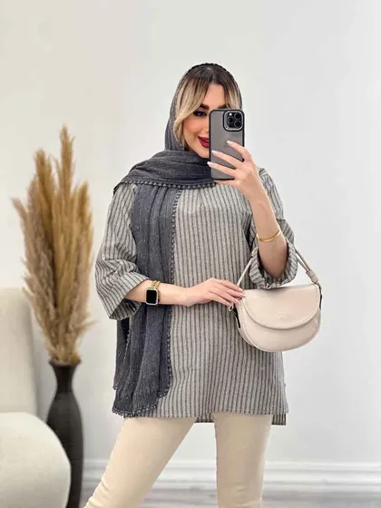 مانتو یقه چاک آستین پاکتی