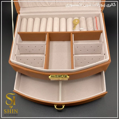 جعبه جواهرات دوطبقه چرم کد jjd01