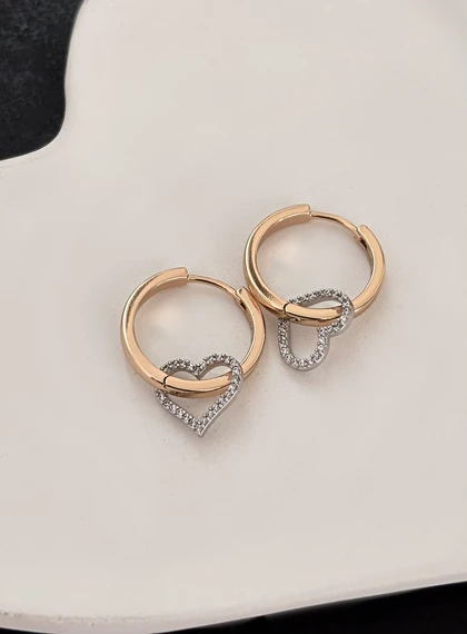 گوشواره حلقه‌ای آویز قلبی ژوپینگ 654