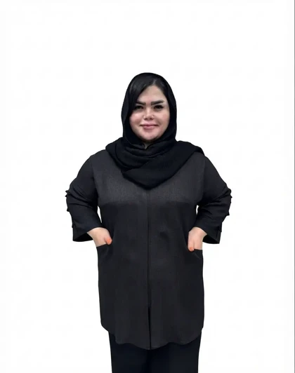 شومیز سایز بزرگ زنانه مدل آستین کرکره ای (یقه ایستاده)
