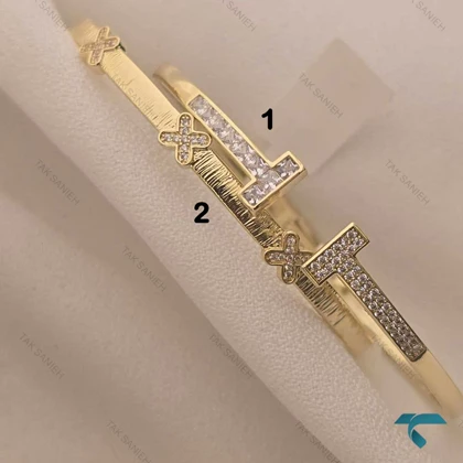 دستبند هرمس طلایی نگین‌دار Hermes-8492-L