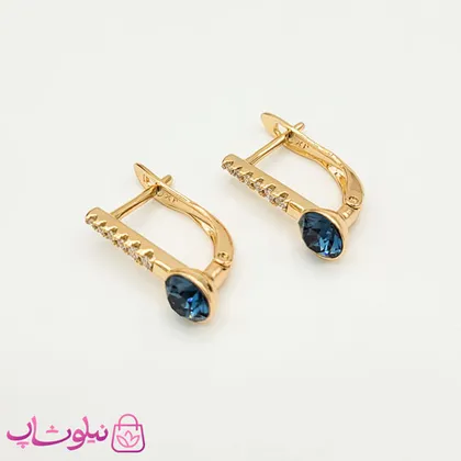 گوشواره دخترانه ژوپینگ مدل سواروسکی سرمه ای