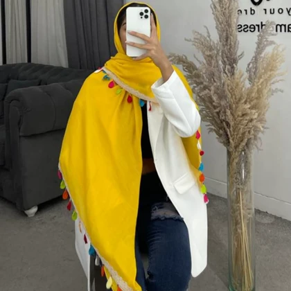 روسری منگوله رنگی