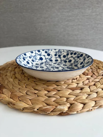 بشقاب خورشت خوری دنی هوم طرح گل سرمه ای / BA4