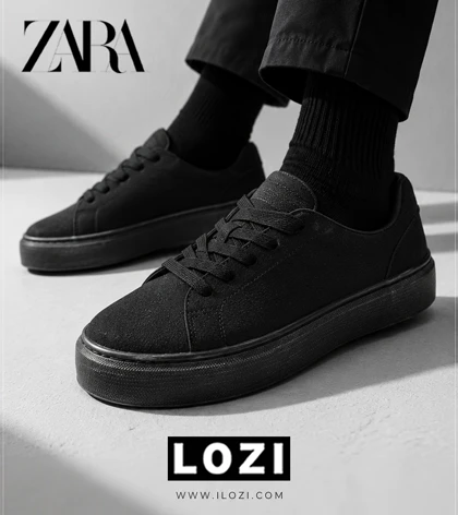 کفش کژوال زارا چرمی مشکی مردانه مدل 7371