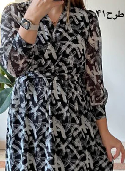 پیراهن حریر سرمه سری 16