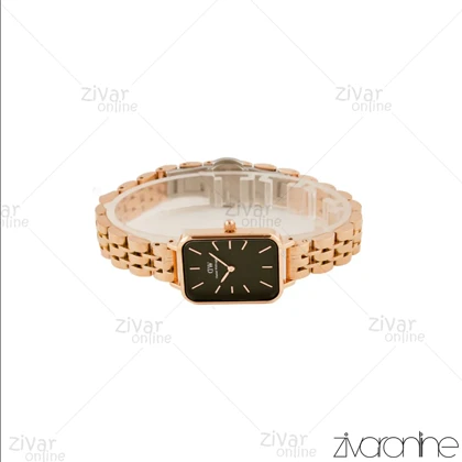 ساعت دنیل ولینگتون کوادرو زنانه رزگلد صفحه مشکی ایندکس خطی 105623