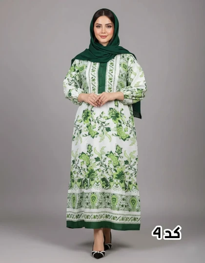 پیراهن ساحلی وارداتی دکمه دار طرح گل‌دار 7314