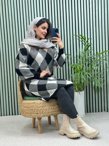 ست بافت بلوز دامن
