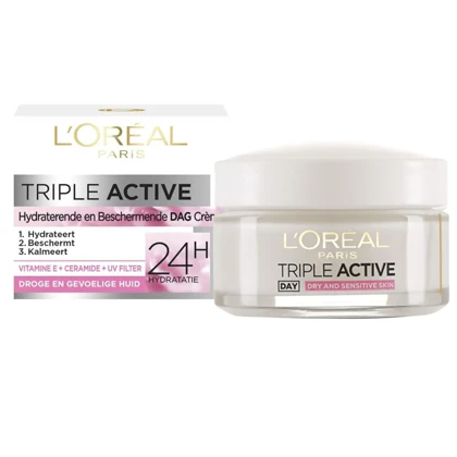 کرم چندمنظوره صورت لورآل, مدل Triple Active مناسب انواع پوست حجم 50 میلی‌لیتر