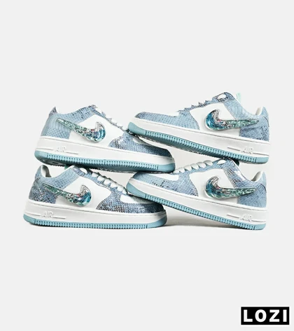 کفش کتانی مردانه و زنانه سفید آبی NIKE dunk low steam puppet مدل 7276