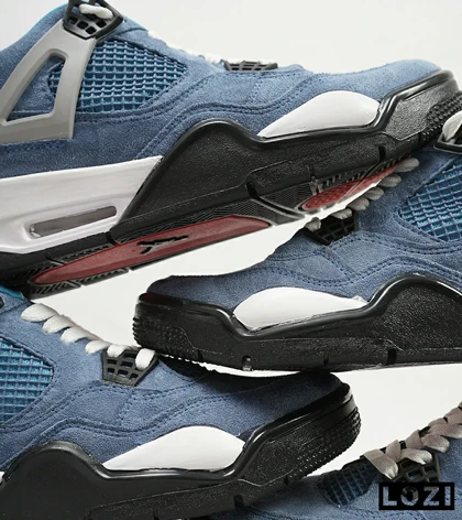 کفش کتانی ساق‌دار مردانه آبی سفید Nike air jordan 4