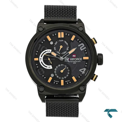 ساعت نیوی فورس مردانه NF9068 مشکی ایندکس کرم NaviForce-8400-G