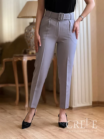 شلوار کرپ کمربند پهن قد 97