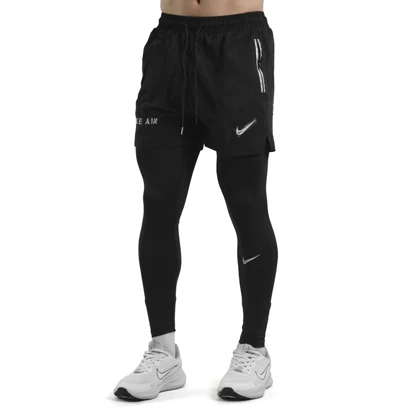 شلوارک و لگ سرهمی ورزشی مردانه نایک مدل Dri Fit -229 مشکی