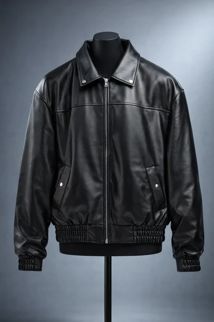 کت چرم مردانه مشکی با طراحی مینیمال اورجینال دیلم