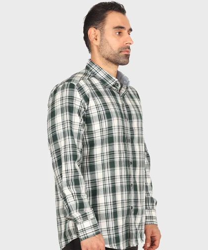 پیراهن مردانه پشمی چهارخانه سبز 0162