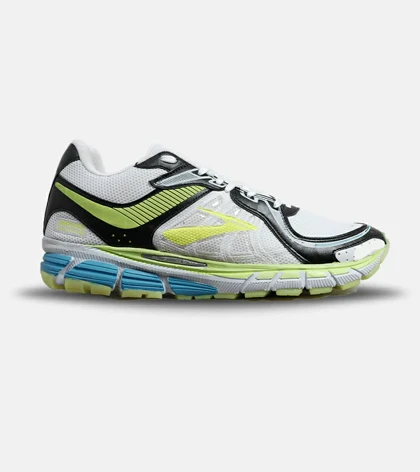 کفش کتانی بزرگ پا سفید مشکی لیمویی BROOKS adrenaline gts 22