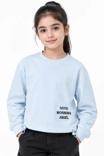 سویشرت یقه گرد دخترانه طرح ANGEL 1989