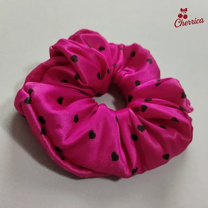 کش اسکرانچی ساتن سایز بزرگ طرح قلبی کد 12