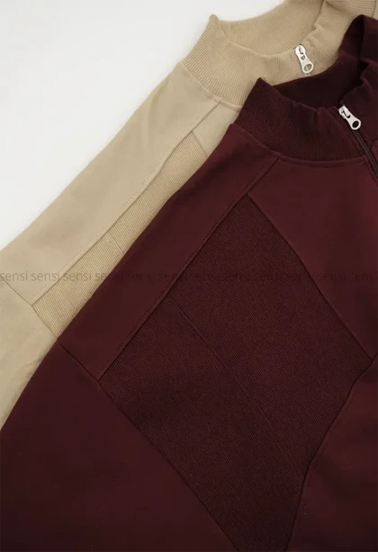 دورس نیم زیپ یقه کبریتی کد1004529