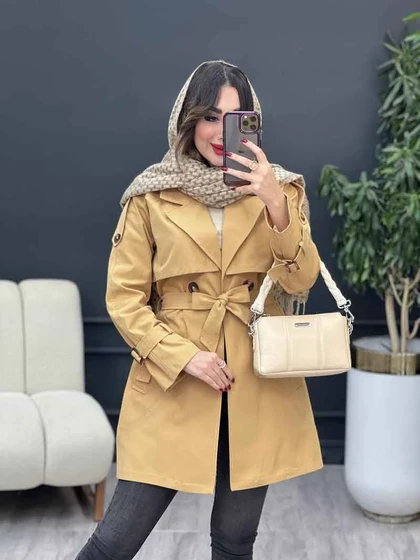 بارانی چهاردکمه برش هلالی