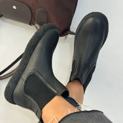 نیم بوت دوکش چرمی زیره برفی4383