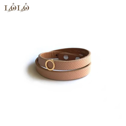 دستبند نقره چرم دایره ریلی