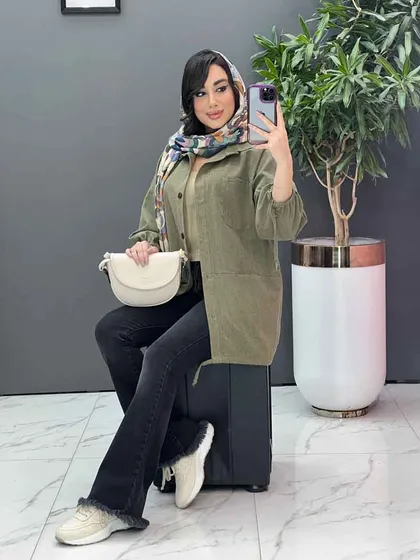 مانتو جیب دوبل آستین بند دار
