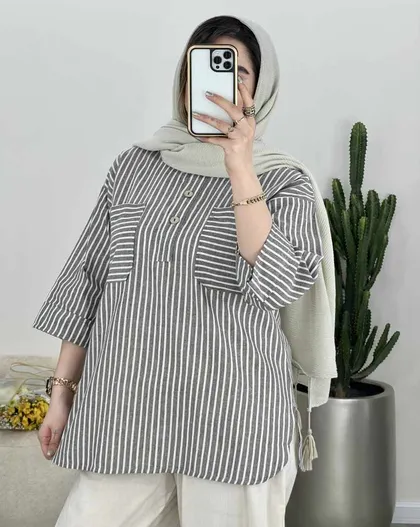 شومیز جلو بسته راه راه(41)کد3474