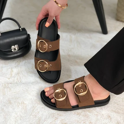اسلیپر زنانه زارا (ZARA) مدل ترمه رنگ قهوه‌ای
