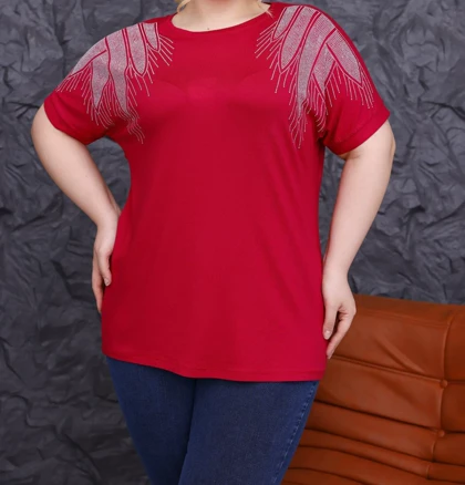 بلوز زنانه ویسکوز نگین‌دار طرح بال فرشته کد 55