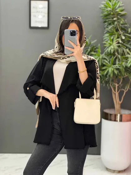 مانتو کتان یقه آمریکایی